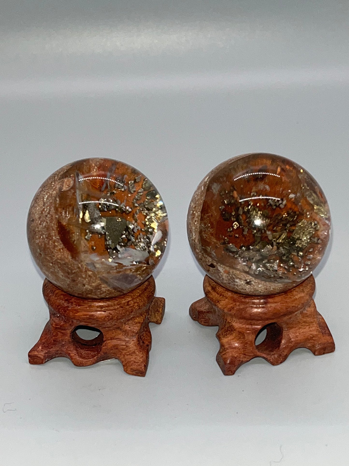 Pyrite in Quartz Spheres