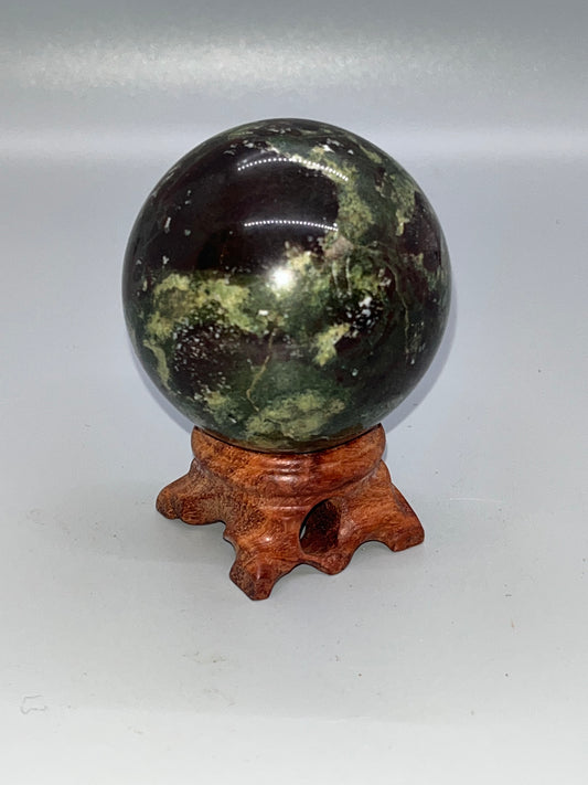 Wooden, Hand Carved Sphere Stand