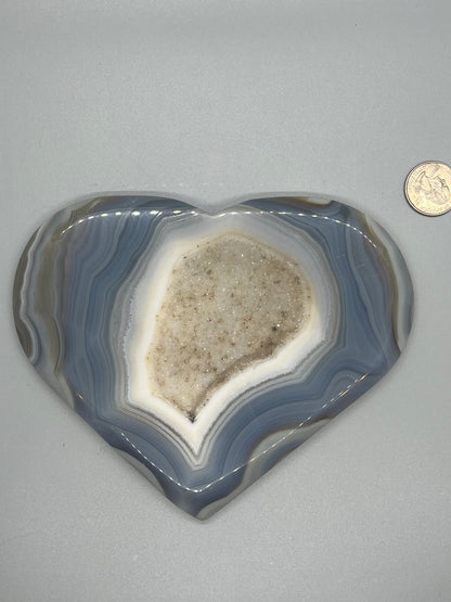 Blue Agate Druzy Unique Hearts