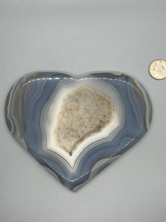 Blue Agate Druzy Unique Hearts