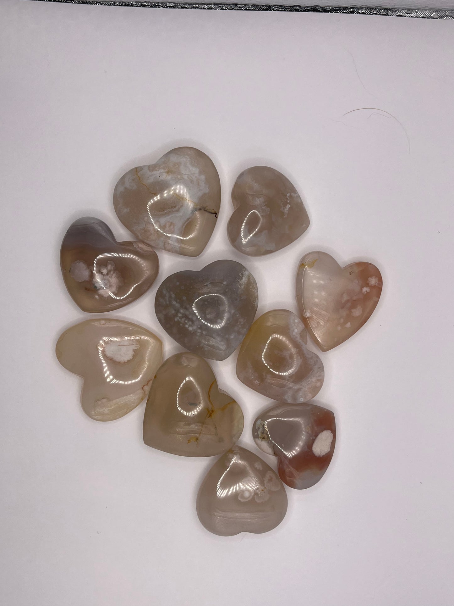 Flower Agate Heart Carving 1.5 inch