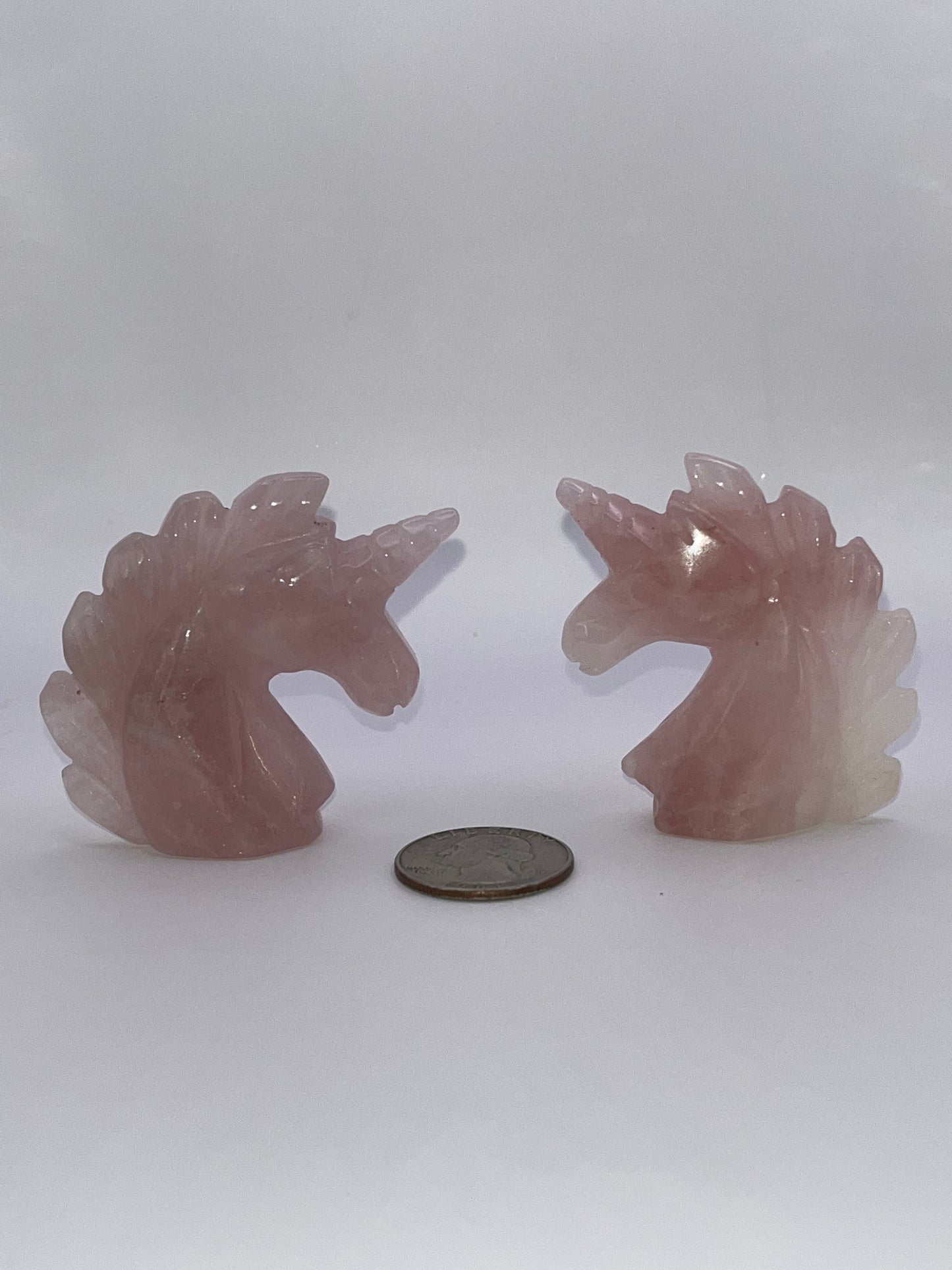 Rose Quartz Unicorn Carvings