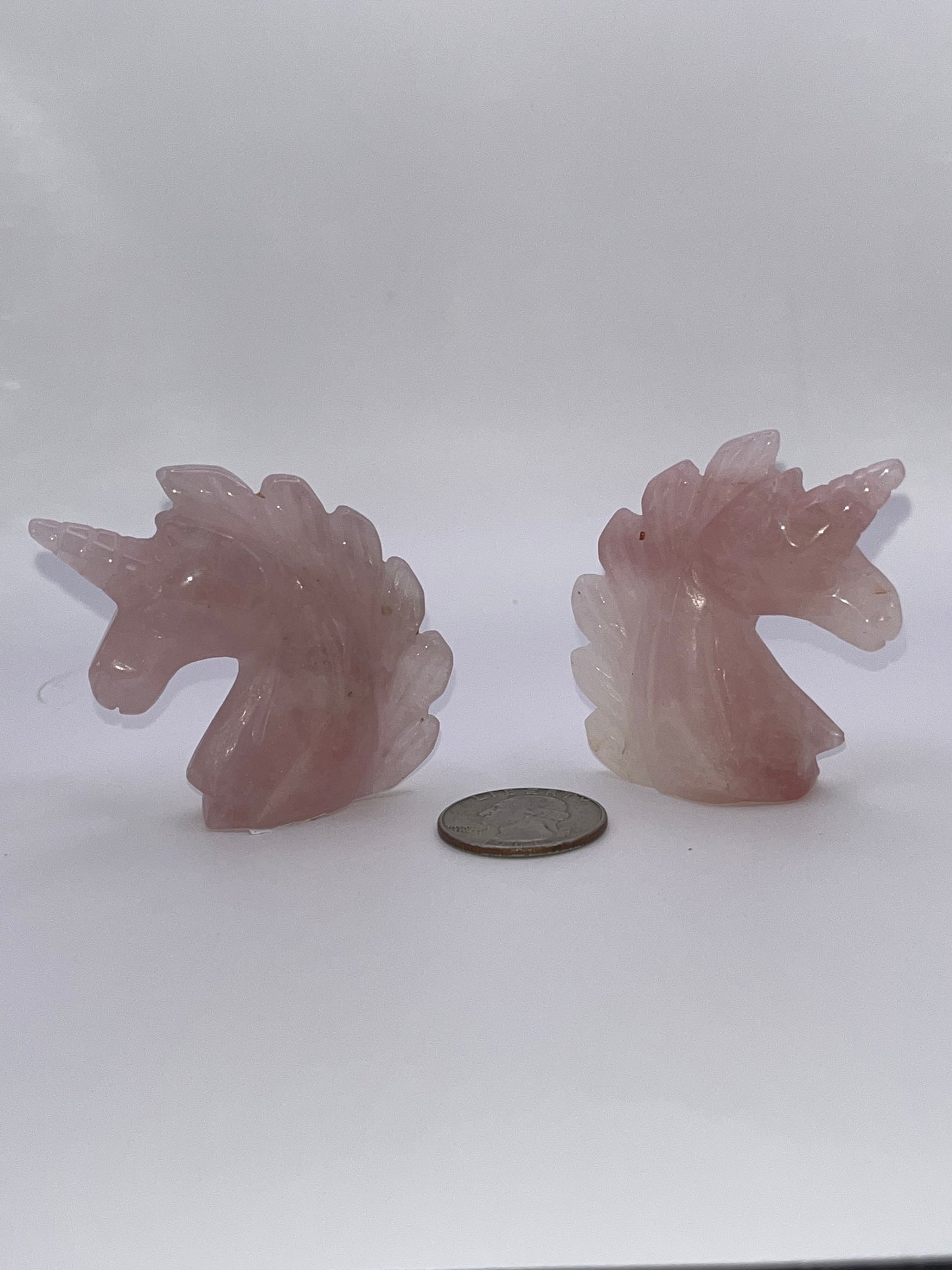 Rose Quartz Unicorn Carvings