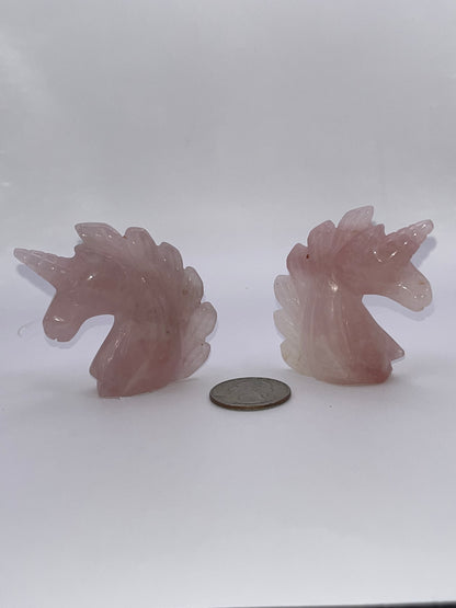 Rose Quartz Unicorn Carvings