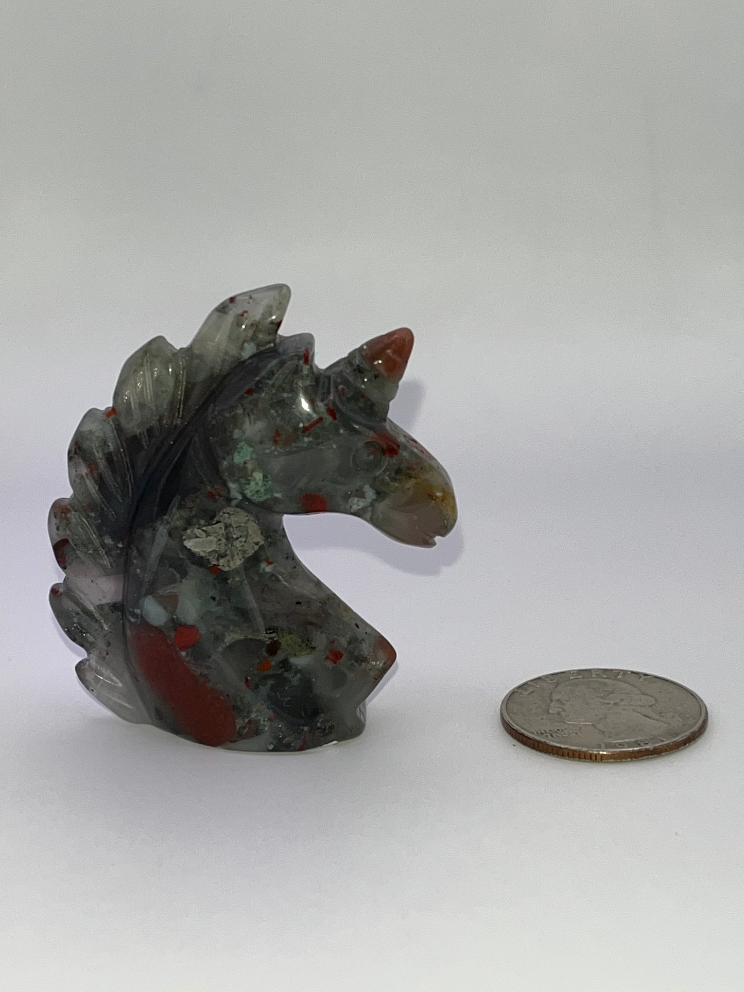 Bloodstone Unicorn Carving