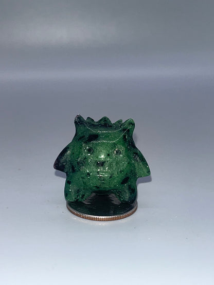 Ruby in Zoisite Gengar Carving; Genuine Crystal