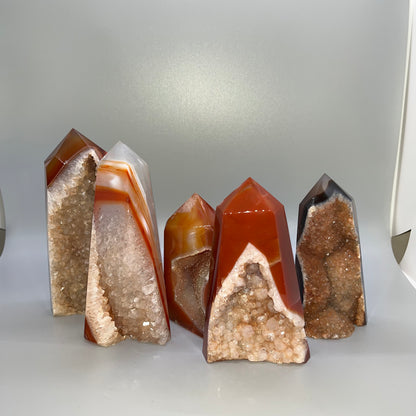 Carnelian Druzy Towers