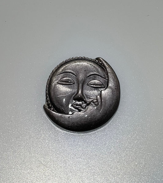 Silver Obsidian Sun/Moon Carving