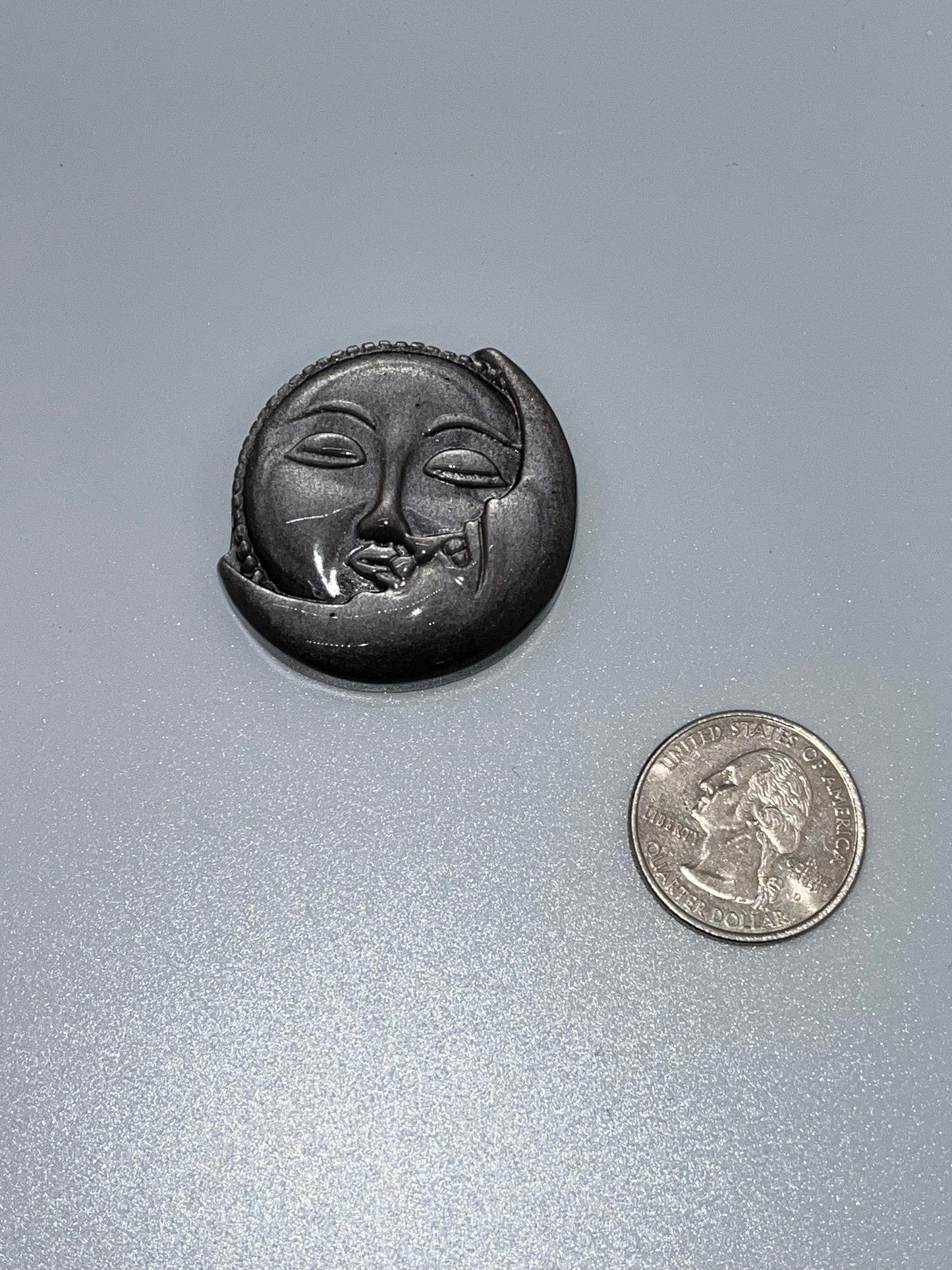 Silver Obsidian Sun/Moon Carving