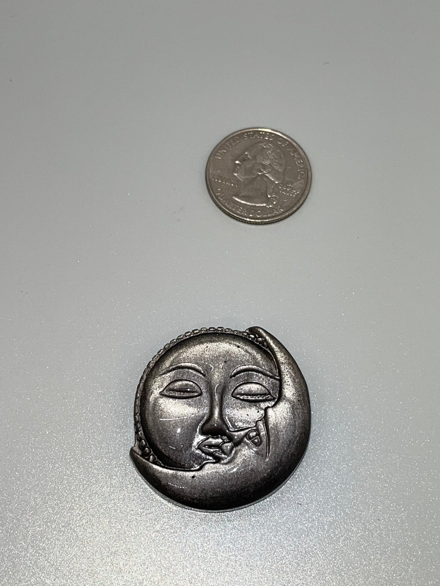 Silver Obsidian Sun/Moon Carving