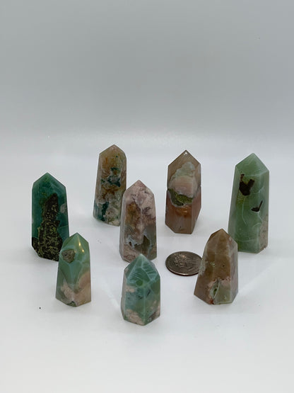 Green Flower Agate Towers