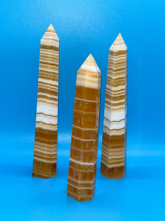 Orange Banded Calcite Towers, Tall/ Skinny