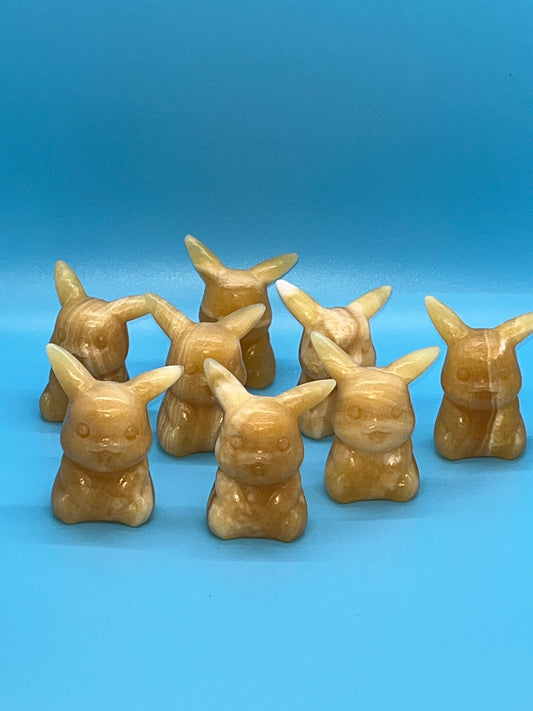 2 inch Yellow Calcite Pikachu Carving
