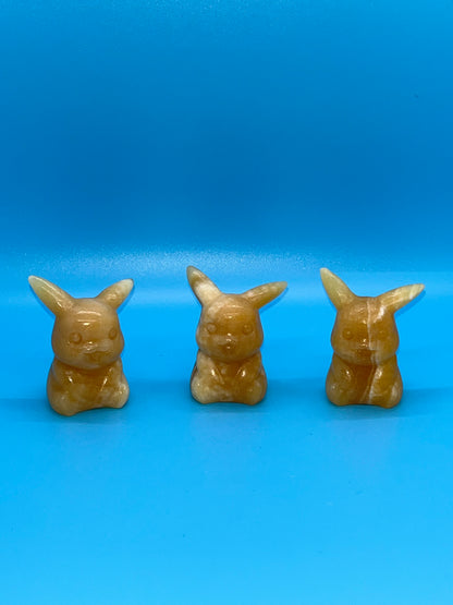 2 inch Yellow Calcite Pikachu Carving