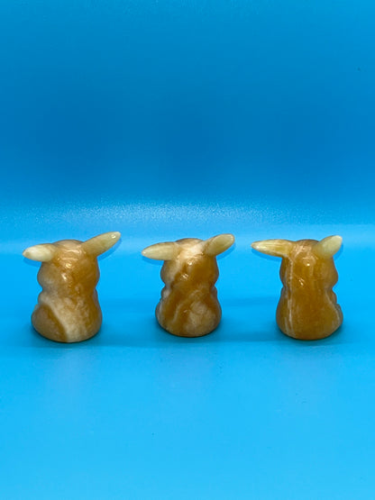 2 inch Yellow Calcite Pikachu Carving