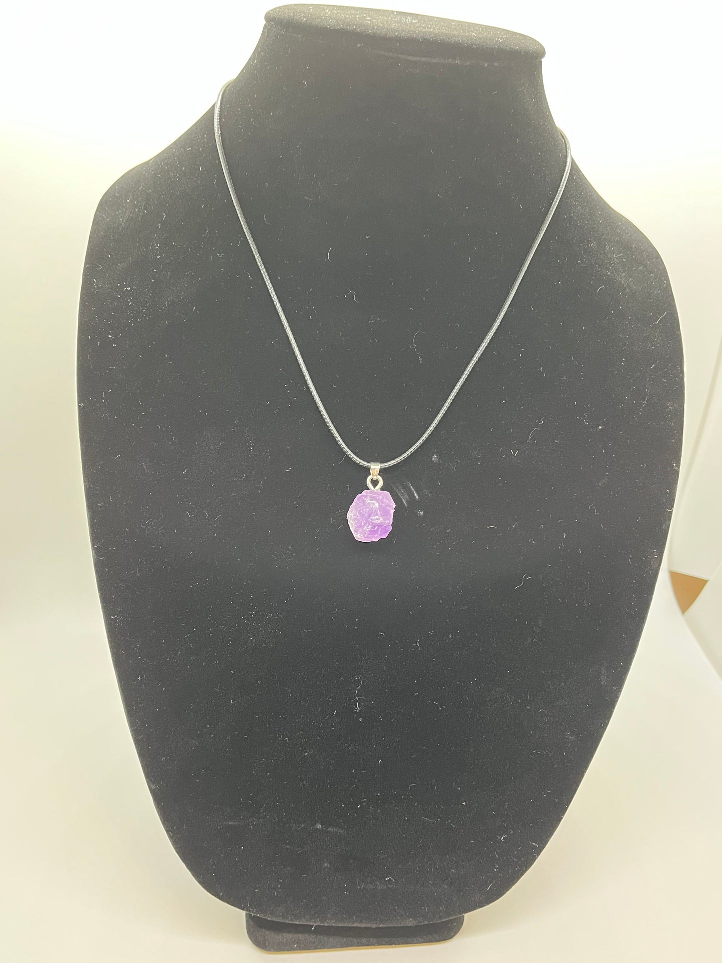 Raw Amethyst Pendant Necklace, Hand Made