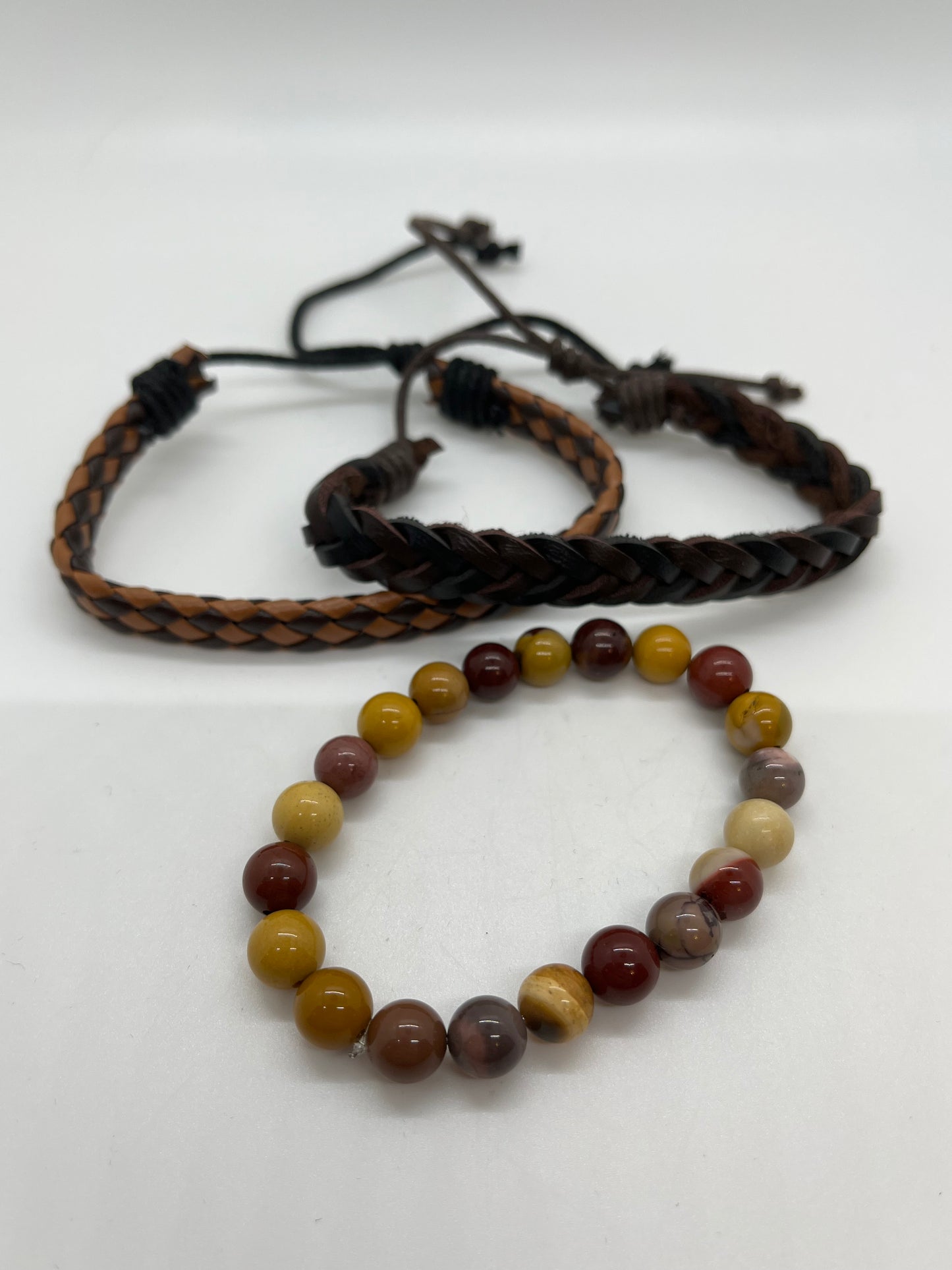 Mookaite and Braided Bracelet set