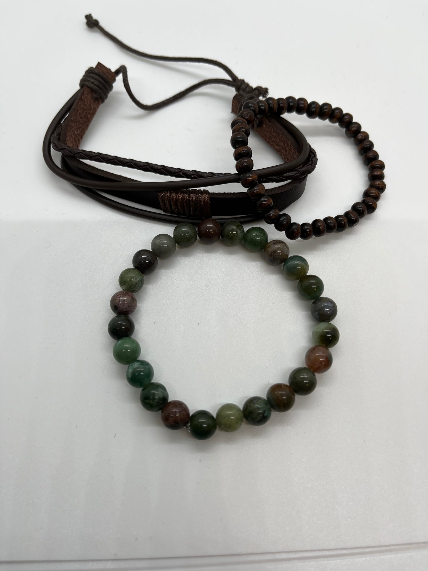 Braided bracelet set with Ocean Jasper and Moss agate