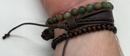 Braided bracelet set with Ocean Jasper and Moss agate