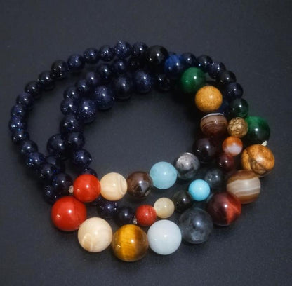 Lovers Eight Planets Natural Stone Bracelet Universe Yoga Chakra Galaxy Solar System Beads Bracelets for Men Women Jewelry