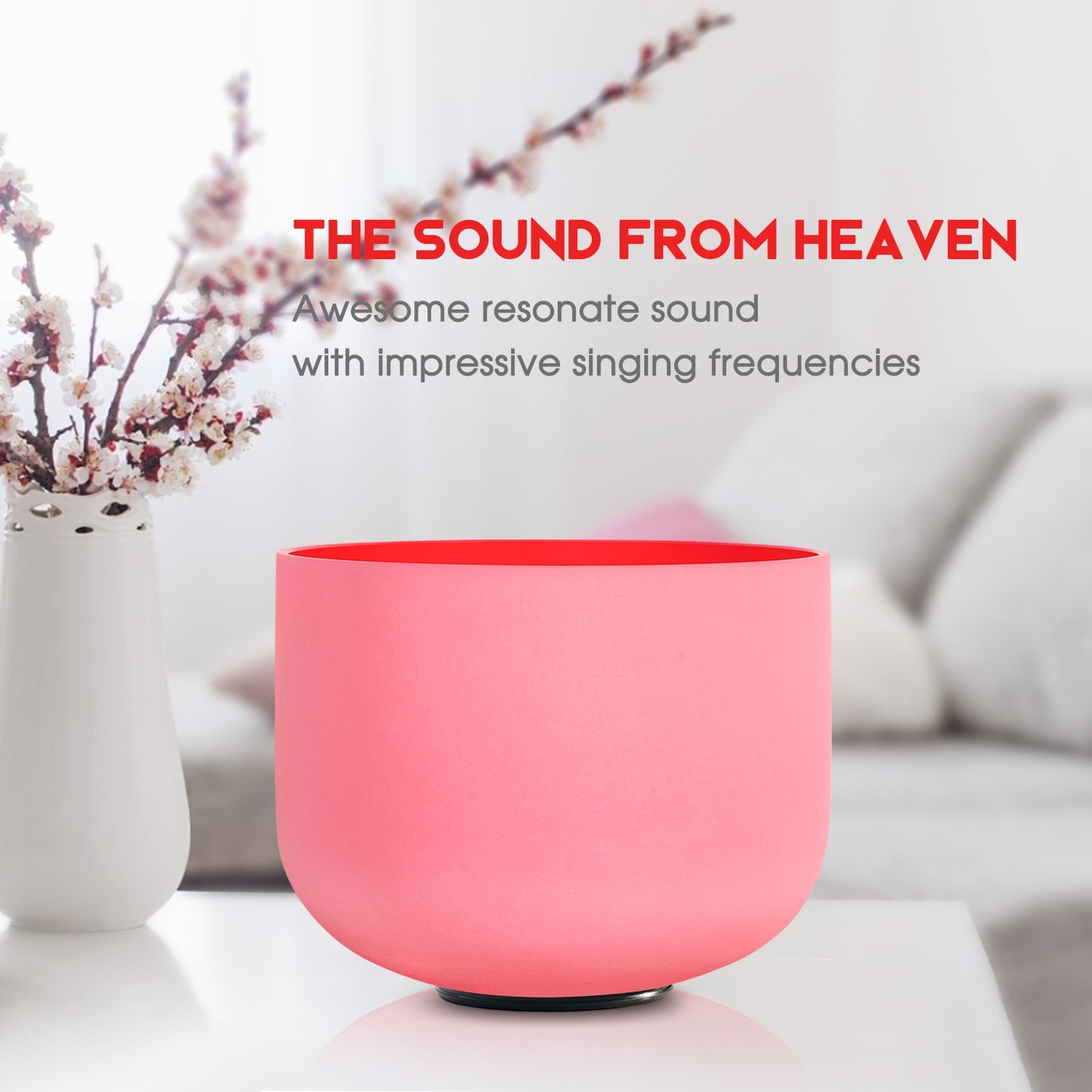 CVNC Full Color 1pc 8&quot; C/D/E/F/G/A/B Note Frosted Quartz Crystal Singing Bowl for Meditation Sound Healing with Free Mallet