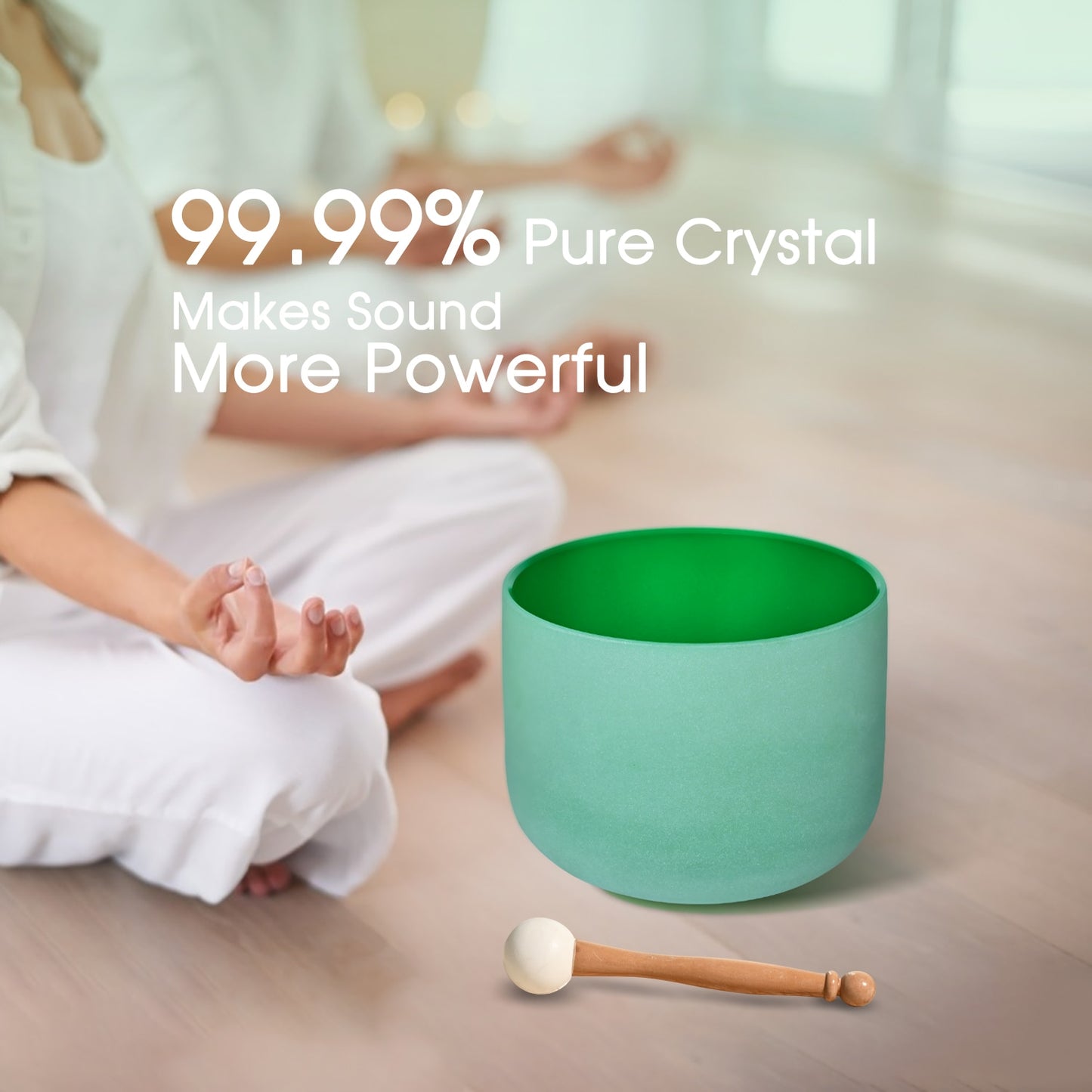 CVNC Full Color 1pc 8&quot; C/D/E/F/G/A/B Note Frosted Quartz Crystal Singing Bowl for Meditation Sound Healing with Free Mallet