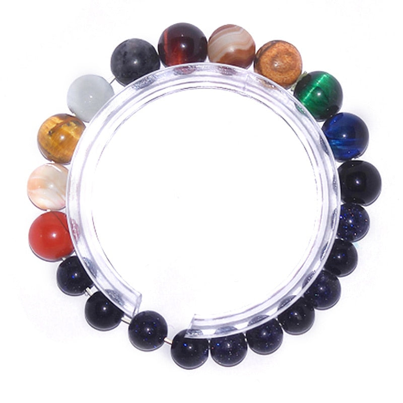 Lovers Eight Planets Natural Stone Bracelet Universe Yoga Chakra Galaxy Solar System Beads Bracelets for Men Women Jewelry