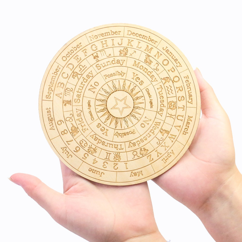 2PCS 12 Constellations Wooden Pendulum Board for Divination Laser Cut Slice Display Base Coaster Metaphysical Altar Sign Decor