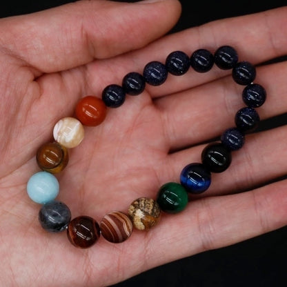 Lovers Eight Planets Natural Stone Bracelet Universe Yoga Chakra Galaxy Solar System Beads Bracelets for Men Women Jewelry