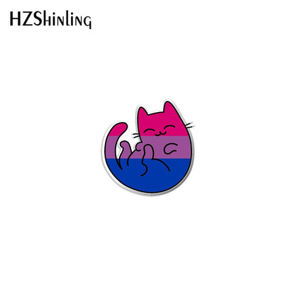 2022 New Bi Pride Cat Acrylic Lapel Pin Rainbow Cats Epoxy Butterfly Clasp Pin Handmade Butterfly Brooch