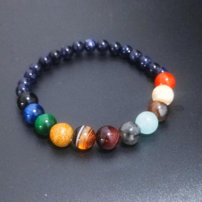 Lovers Eight Planets Natural Stone Bracelet Universe Yoga Chakra Galaxy Solar System Beads Bracelets for Men Women Jewelry