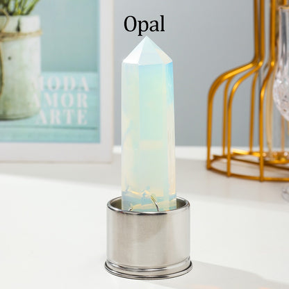 1pc Natural Crystal Column with Base for Water Bottle Replacement Crystal Rose Quartz Energy Amethyst Tower Decoration