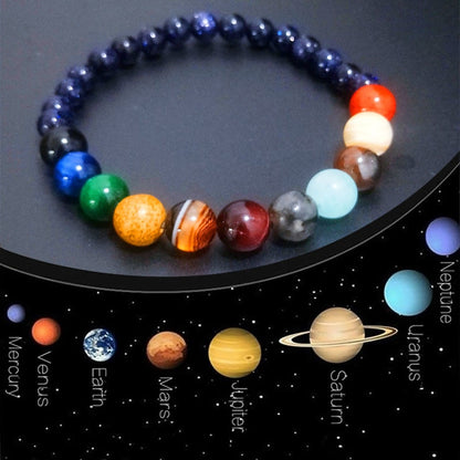 Lovers Eight Planets Natural Stone Bracelet Universe Yoga Chakra Galaxy Solar System Beads Bracelets for Men Women Jewelry