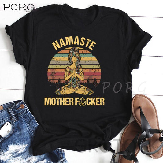 Namaste Mother Print Women Tshirt Cotton Casual Funny T Shirt Gift for Lady Yong Girl Top Tee Multiple Colour Woman T-shirts