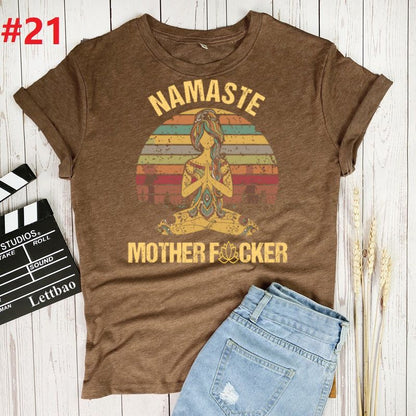 Namaste Mother Print Women Tshirt Cotton Casual Funny T Shirt Gift for Lady Yong Girl Top Tee Multiple Colour Woman T-shirts