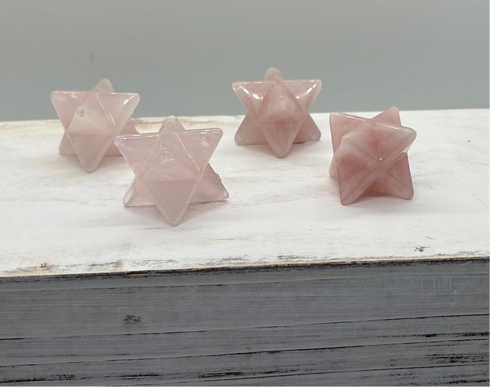 Rose Quartz Merkaba Star Carvings