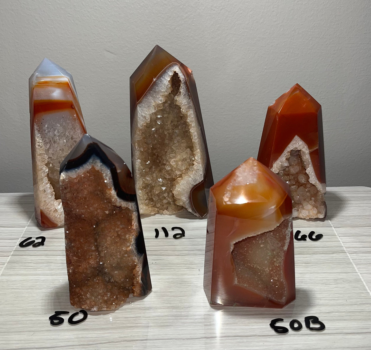 Carnelian Druzy Towers