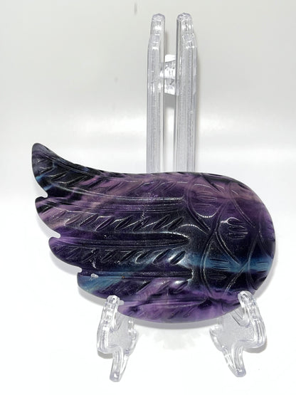 Rainbow Fluorite Angel Wing Carving