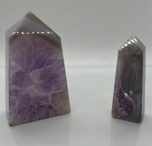 Amethyst and Lace agate Towers