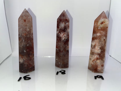 Fire Quartz and Flower Agate Towers, 3.5inch