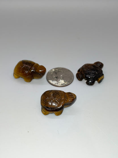 Tiger's Eye Turtle Carving