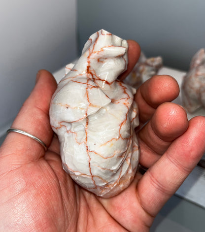 Red Vein Jasper Heart Carving