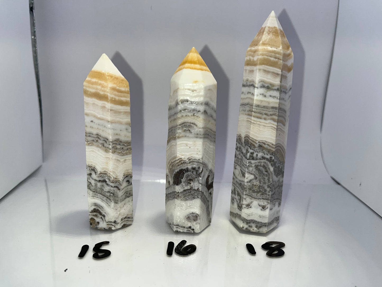 Banded Yellow Calcite Towers, Real Crystal