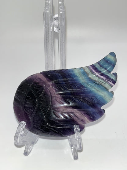 Rainbow Fluorite Angel Wing Carving