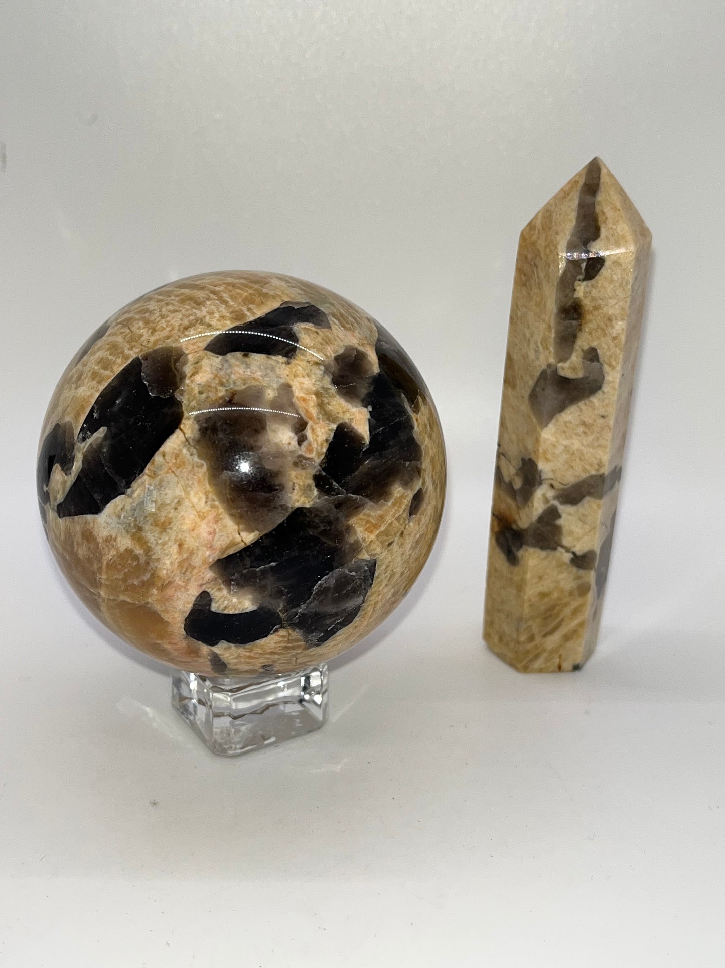 Black Moonstone Real Crystal Towers