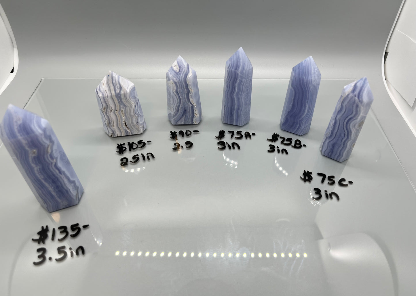 Blue Lace Agate Towers, Very High Quality! Real Crystal