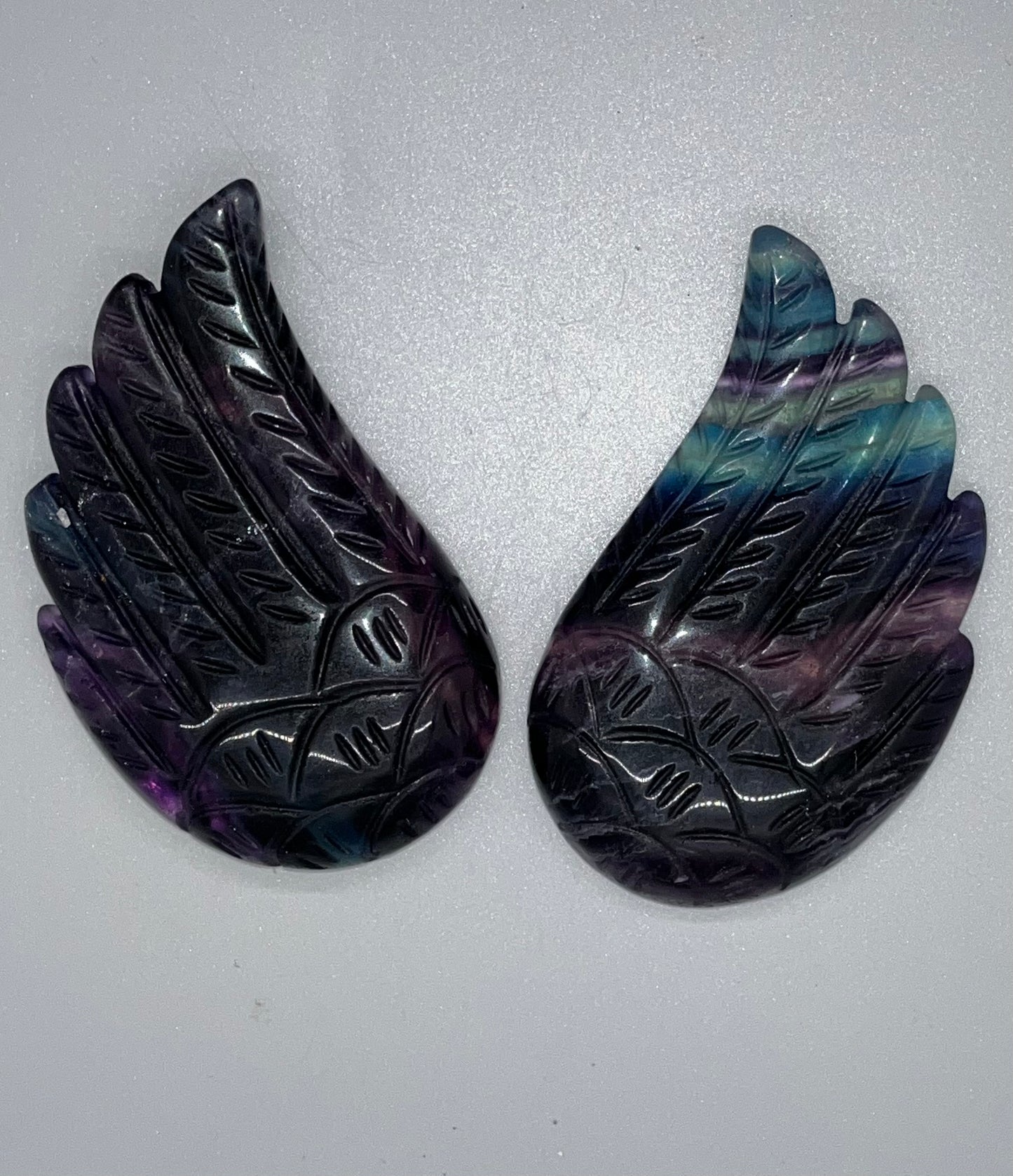 Rainbow Fluorite Angel Wing Carving